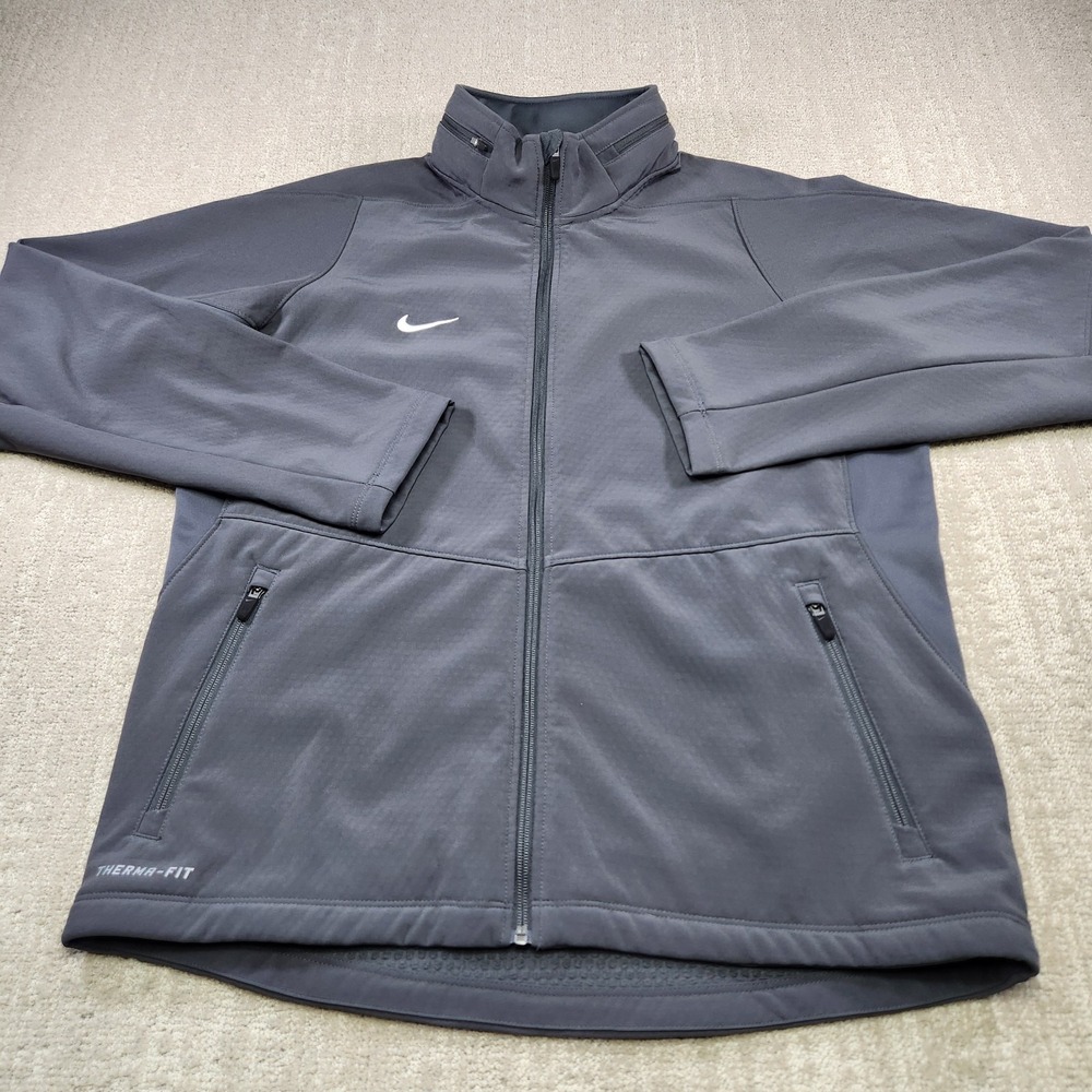 Nike Jacket Men Large Sphere Hybrid Woven Coat Grid Therma Fleece Lined Gray NEW